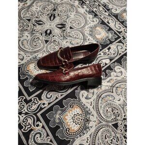 Dolce Vita Leather Flats Gilian Chain Loafers Shoes Burgundy Size 7.5